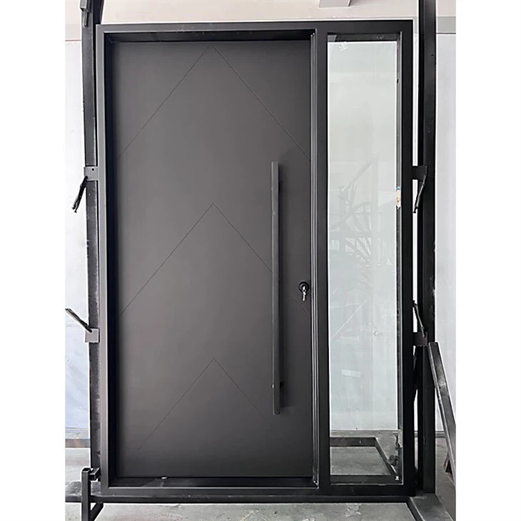 Safety Entry Wrought Iron Door With Tempered Glass